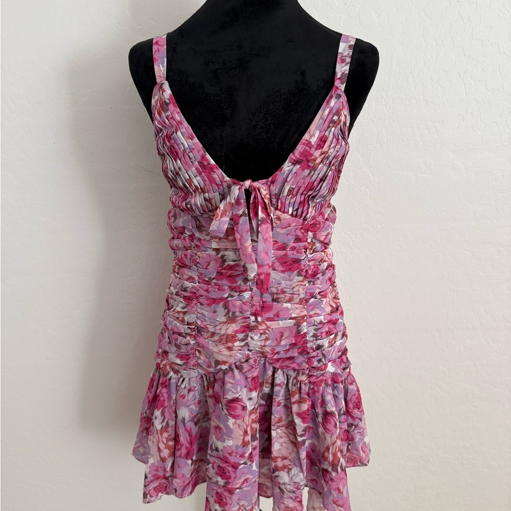 Floral Pink Ruched Dress XL